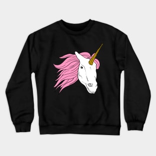Unicorn Head with Pink Hair and golden horn Crewneck Sweatshirt